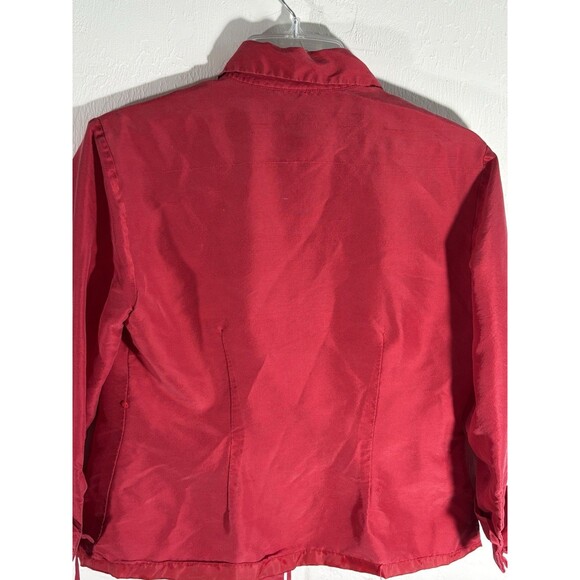 ICE Women's 100% Silk Bright Hot Red  Wrap Lined Blouse Long Sleeve Size 8 - Picture 7 of 7